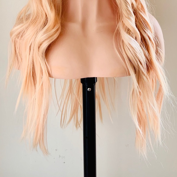 24” Ombre Pale Peach Versatile 13x2.5 Lace Front Premium Fiber Wig - Picture 5 of 15